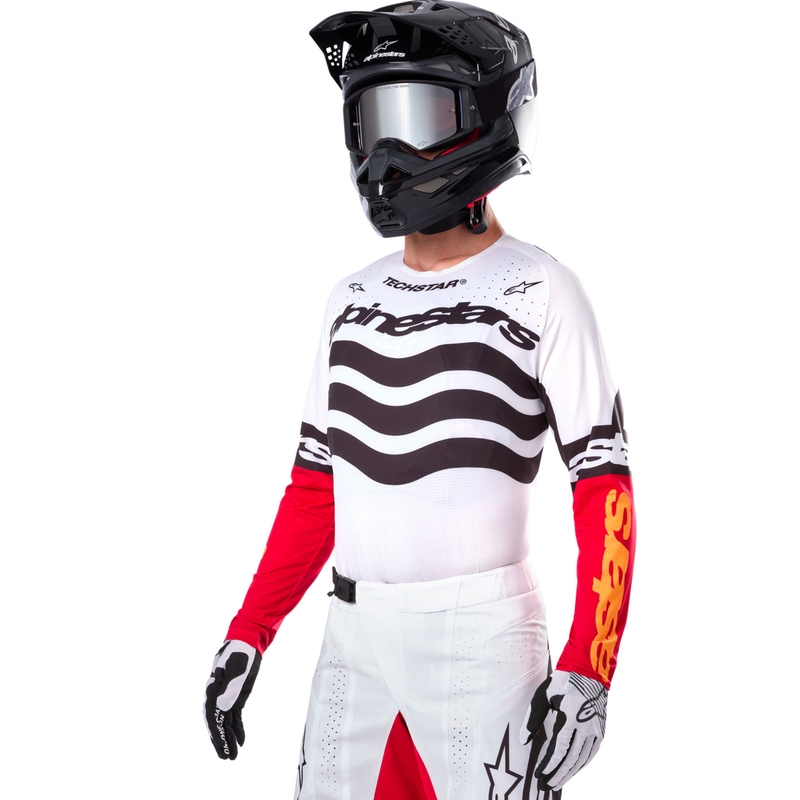 Alpinestars Techstar Techstar Limited Edition Deep must-valge-fluo punane-oranž motokrossitrikoo