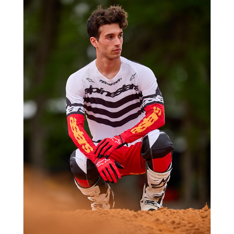 Alpinestars Techstar Techstar Limited Edition Deep must-valge-fluo punane-oranž motokrossitrikoo