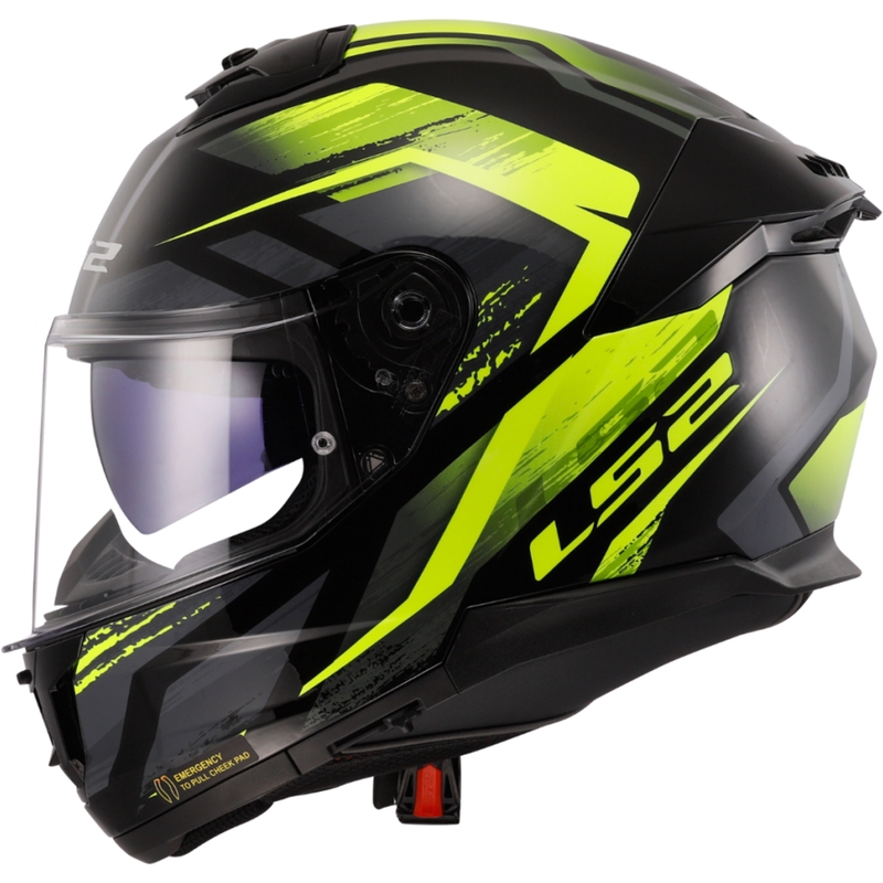 LS2 FF808 Stream II Fury must-fluo kollane integreeritud mootorratta kiiver
