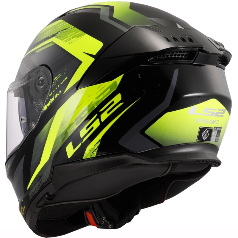 LS2 FF808 Stream II Fury must-fluo kollane integreeritud mootorratta kiiver