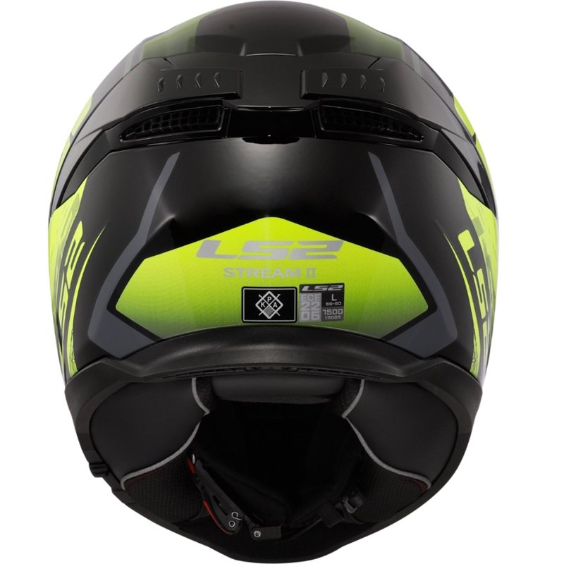 LS2 FF808 Stream II Fury must-fluo kollane integreeritud mootorratta kiiver