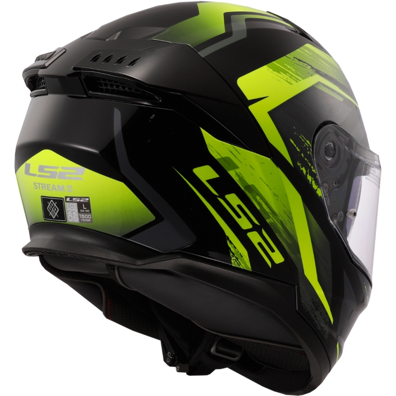 LS2 FF808 Stream II Fury must-fluo kollane integreeritud mootorratta kiiver