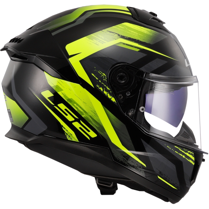 LS2 FF808 Stream II Fury must-fluo kollane integreeritud mootorratta kiiver