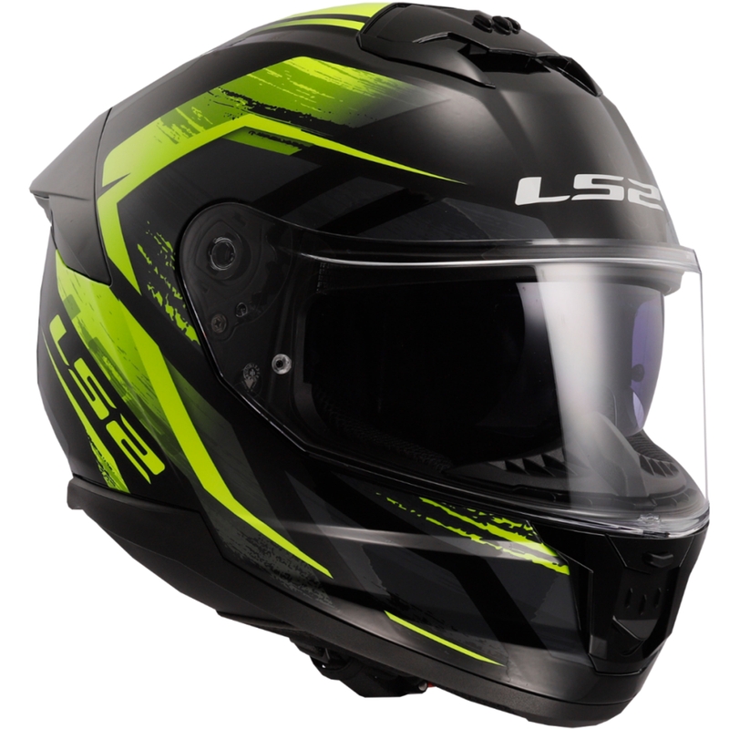 LS2 FF808 Stream II Fury must-fluo kollane integreeritud mootorratta kiiver