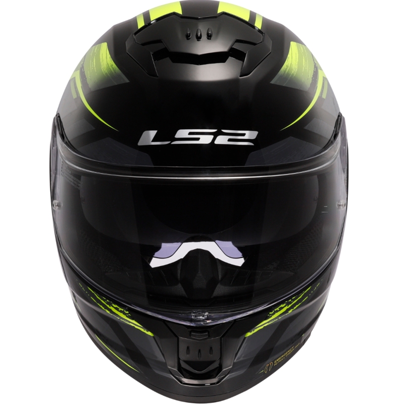 LS2 FF808 Stream II Fury must-fluo kollane integreeritud mootorratta kiiver