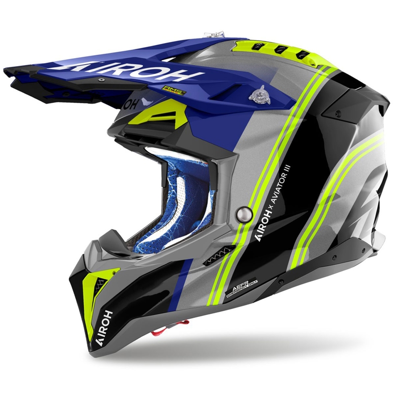 Motokrossikiiver Airoh Aviator 3 Hima sinine läikiv kiiver