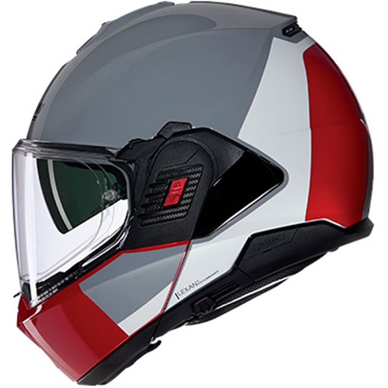 Nolan N120-1 Grafo N-COM 349 hall-valge-punane kokkupandav mootorratta kiiver