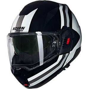 Nolan N120-1 Lineo N-COM 348 must-valge-hõbedane kokkupandav mootorratta kiiver