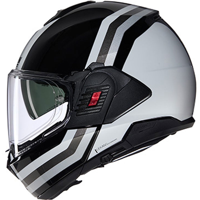 Nolan N120-1 Lineo N-COM 348 must-valge-hõbedane kokkupandav mootorratta kiiver