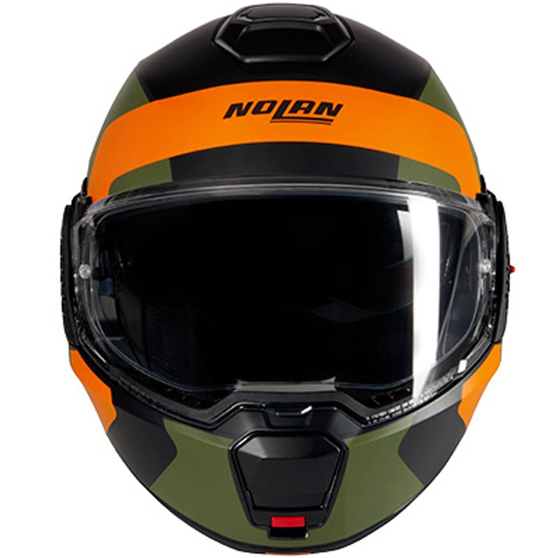 Nolan N120-1 Omocromo N-COM 345 must-oranž-roheline kokkupandav mootorratta kiiver