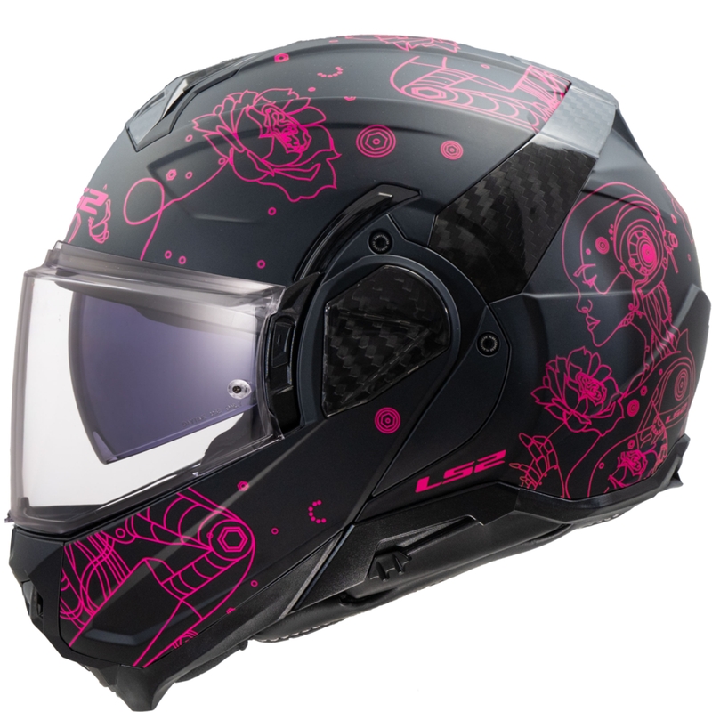 Flip-up mootorratta kiiver LS2 FF910 Advant II Sophia must ja roosa