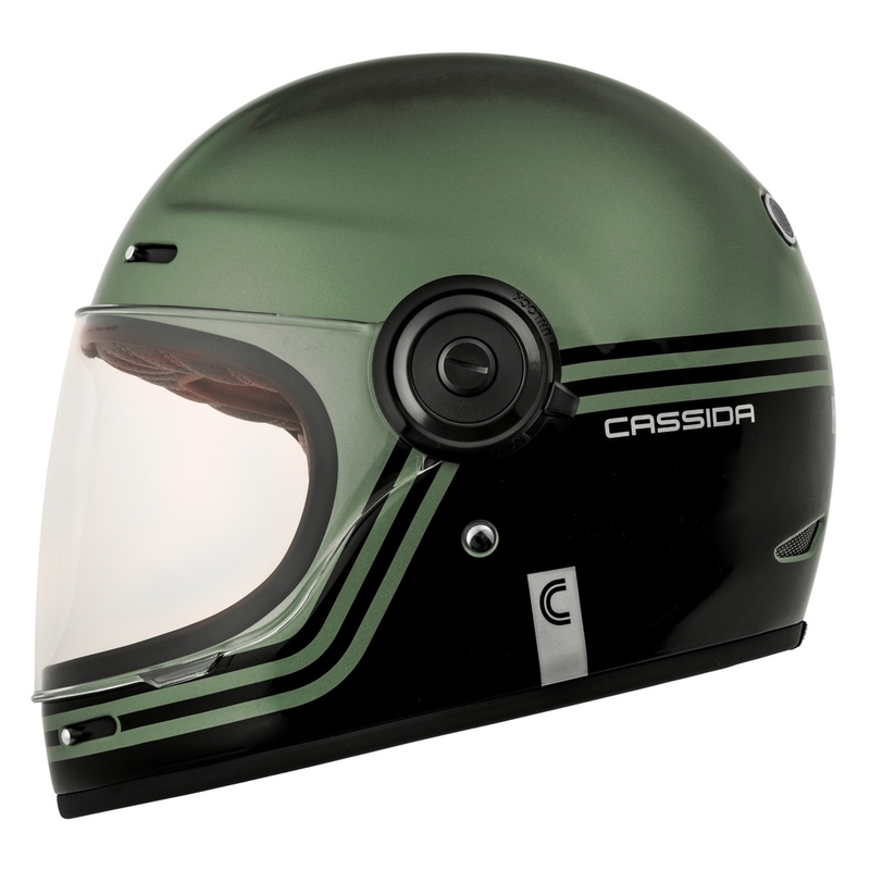 Integreeritud mootorratta kiiver Cassida Fibre Super Hooligan must-roheline - II klass