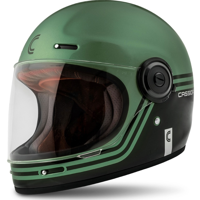 Integreeritud mootorratta kiiver Cassida Fibre Super Hooligan must-roheline - II klass
