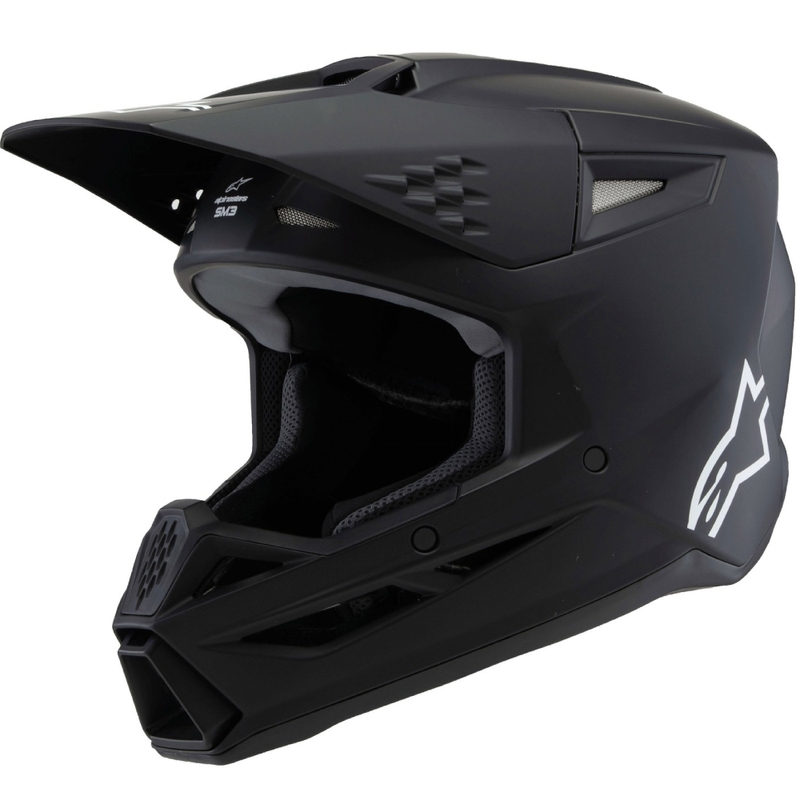 Laste motokrossikiiver Alpinestars S-M3 Solid black matt - II klass