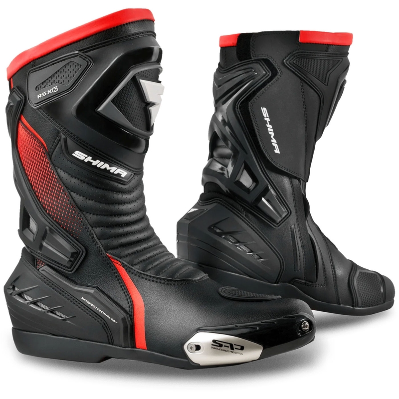 Mootorrattasaapad Shima RSX-6 must-fluo punane