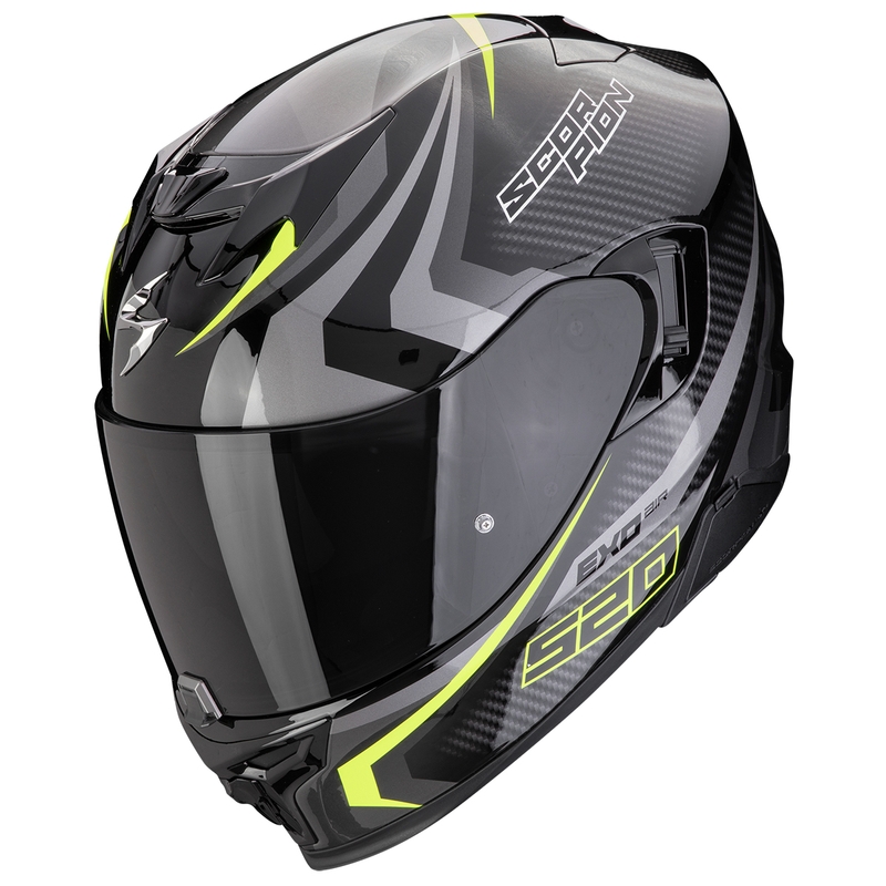 Integreeritud mootorratta kiiver Scorpion EXO-520 EVO AIR TERRA must-hõbedane-fluorokollane allahindlus