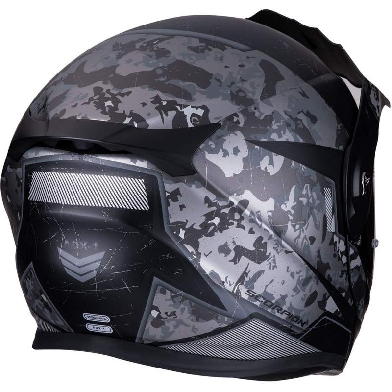 Výklopná enduro přilba Scorpion ADX-1 Battleflage černo-stříbrná výprodej