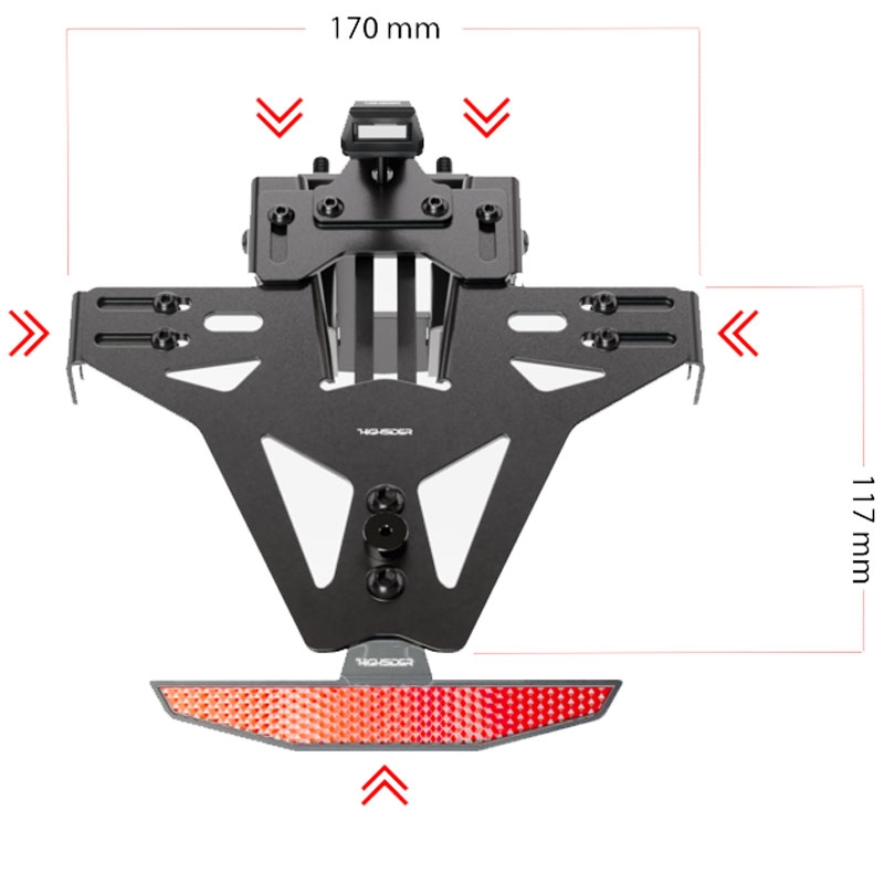 Numbrimärgi hoidja koos valgustusega Highsider Akron RS PRO Aprilia must