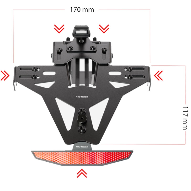 Numbrimärkide hoidja koos valgusega Highsider License Akron RS PRO KTM 690 SMC R must
