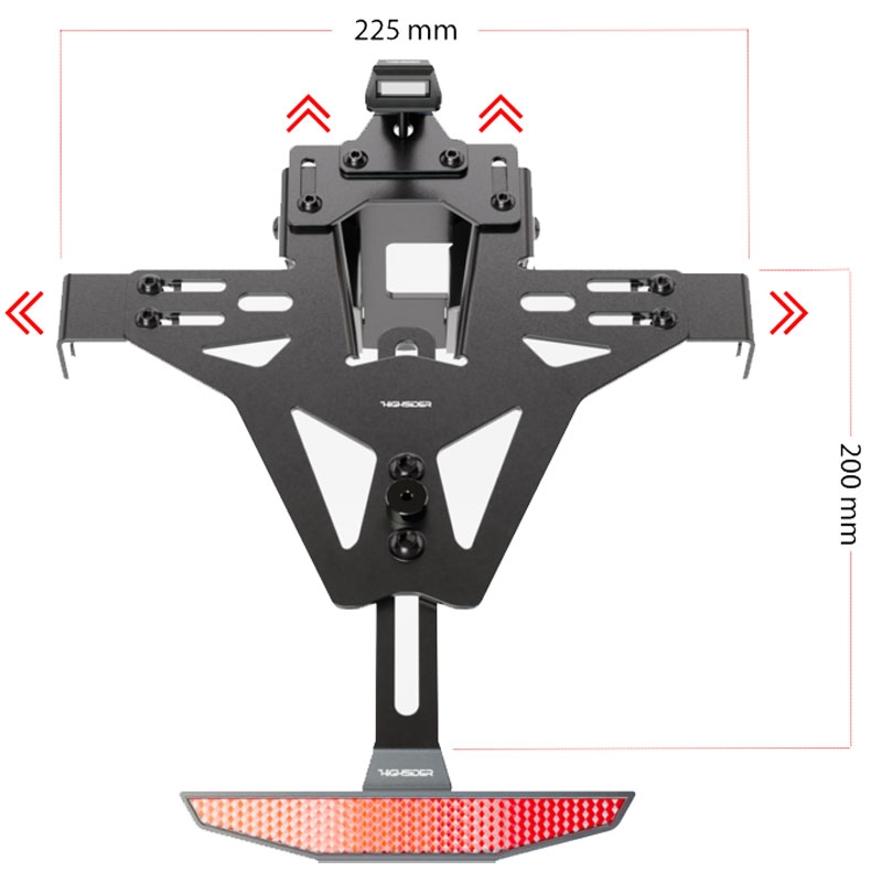 Numbrimärkide hoidja koos valgusega Highsider License Akron RS PRO KTM 690 SMC R must