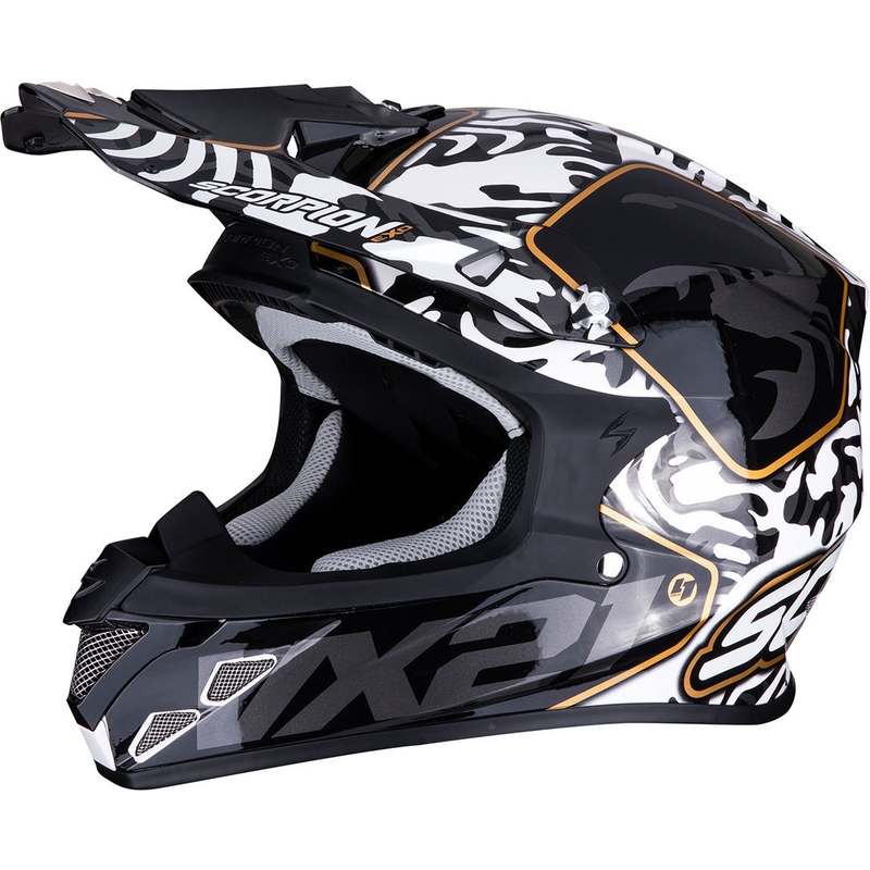Motokrossi kiiver Scorpion VX-21 Air Gnarly must-valge