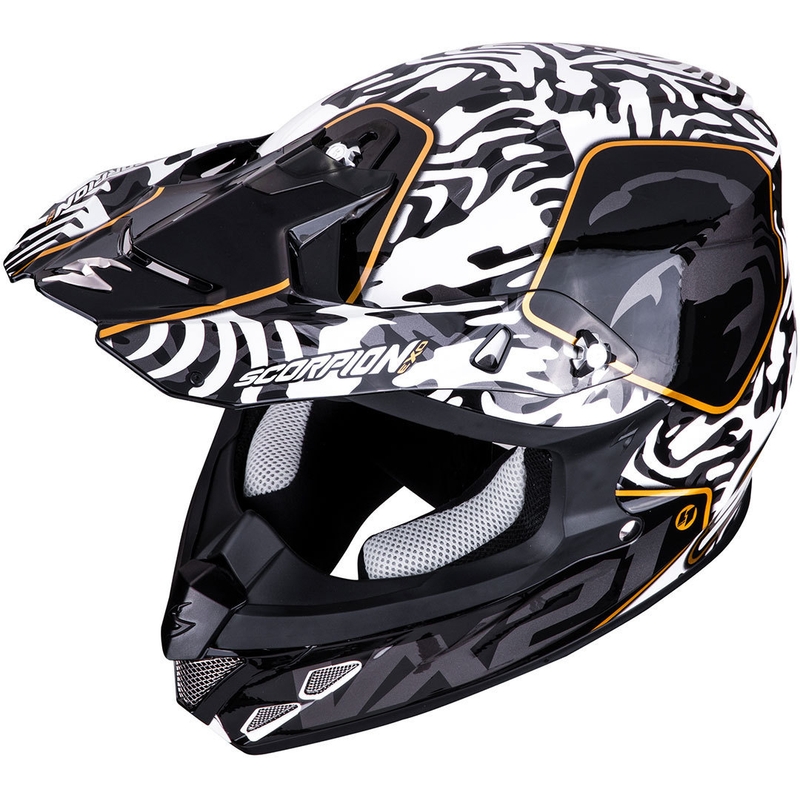 Motokrossi kiiver Scorpion VX-21 Air Gnarly must-valge