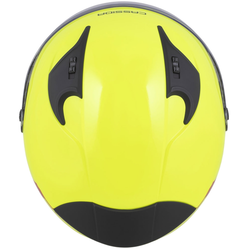 Cassida Reflex 2.0 Safety fluo kollane-punane-hall-hõbedane-peegeldav hõbedane avatud mootorratta kiiver