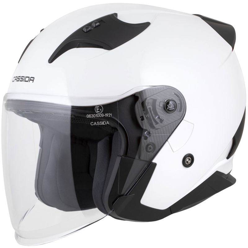 Cassida Reflex 2.0 Solid White-Black Avatud mootorratta kiiver