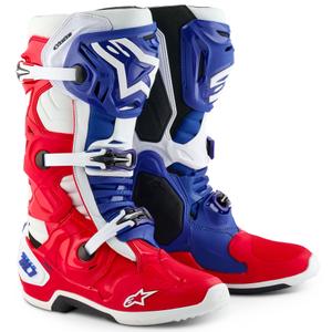 Alpinestars Tech 10 Limited Edition FORTITUDE valge-sinine-punased mootorratta saapad