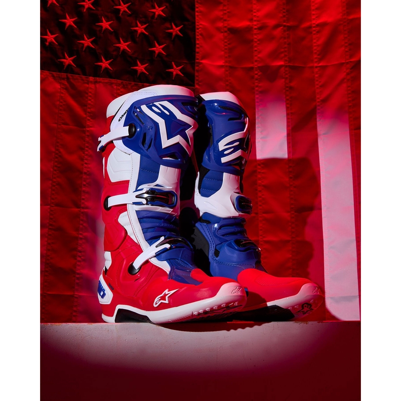 Alpinestars Tech 10 Limited Edition FORTITUDE valge-sinine-punased mootorratta saapad