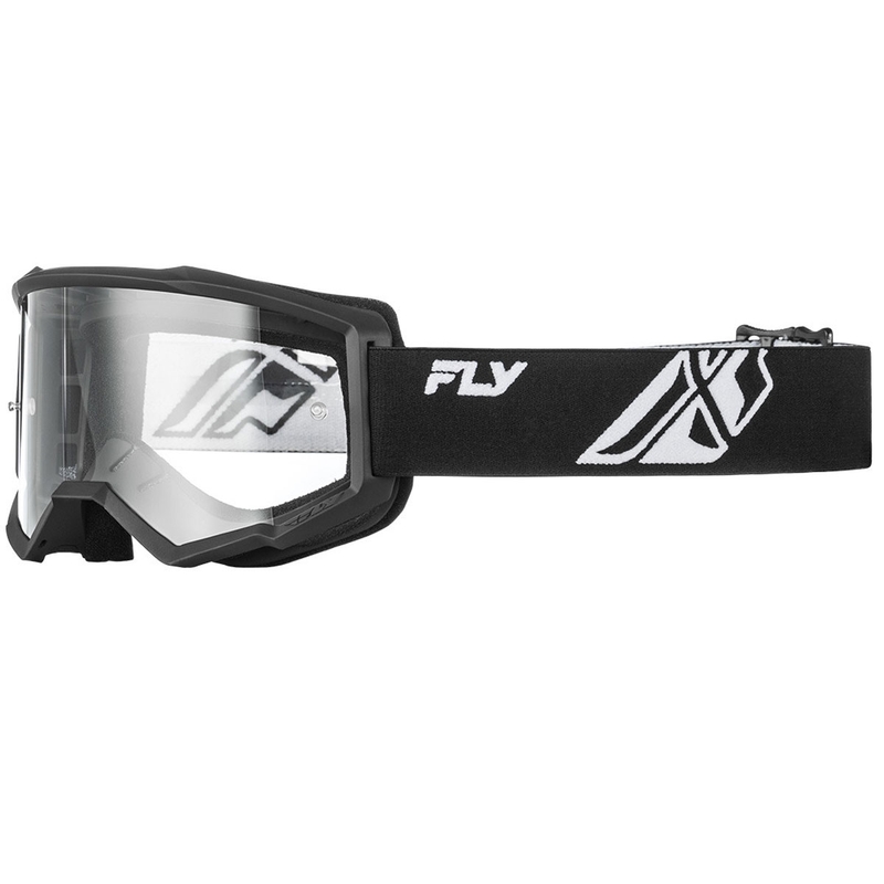 Motokrossiprillid Fly Racing Focus must-valge II läbipaistev plexi