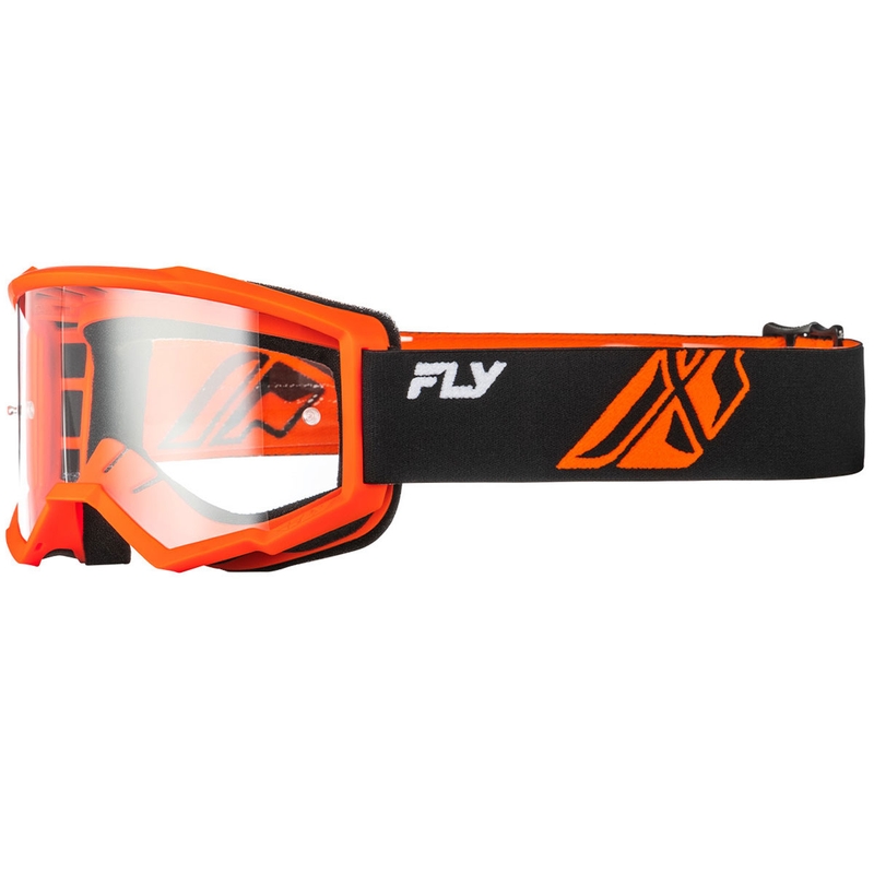 Motokrossiprillid Fly Racing Focus must-oranž II läbipaistva pleksiga