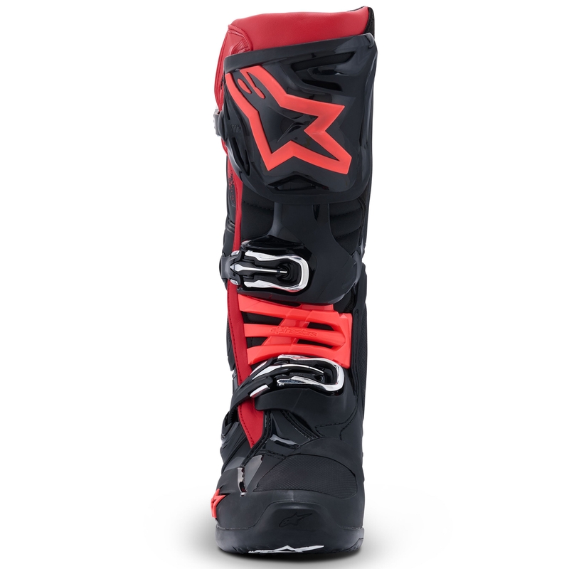 Alpinestars Tech 10 mustad ja punased mootorrattasaapad