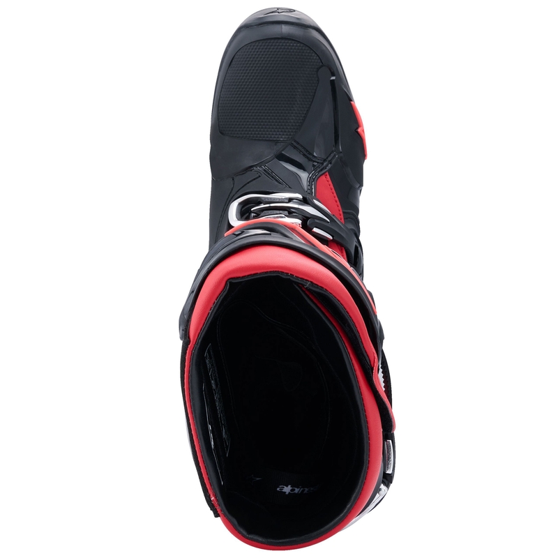 Alpinestars Tech 10 mustad ja punased mootorrattasaapad