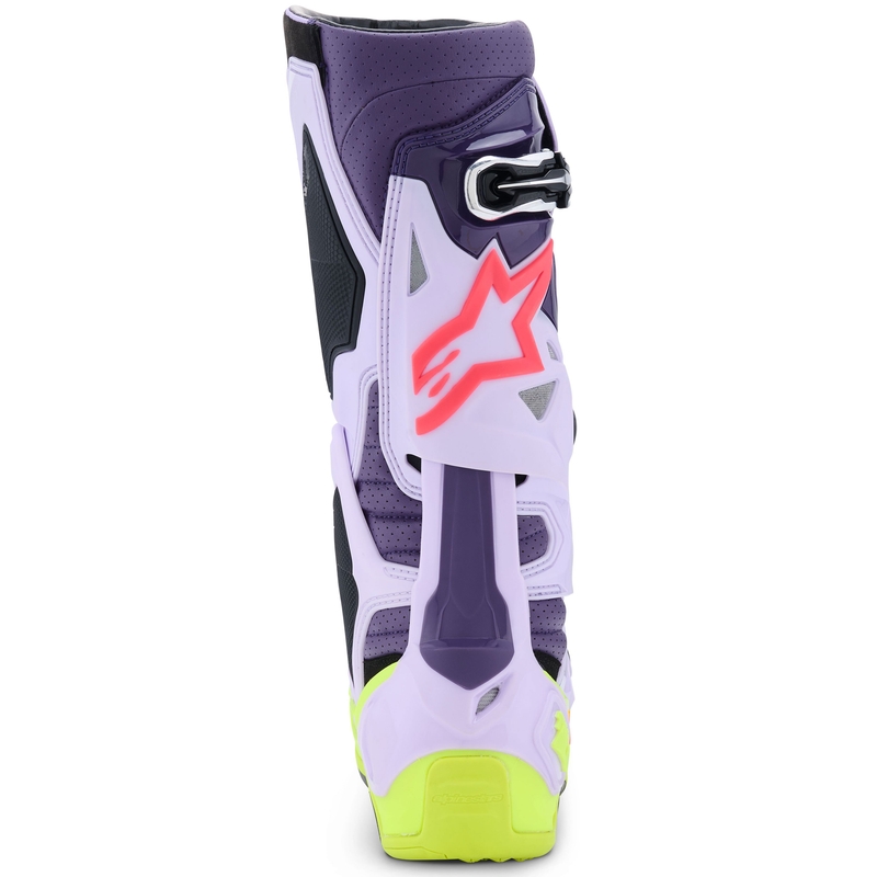 Alpinestars Tech 10 Supervented lilla-fluo kollane-roosa mootorratta saapad