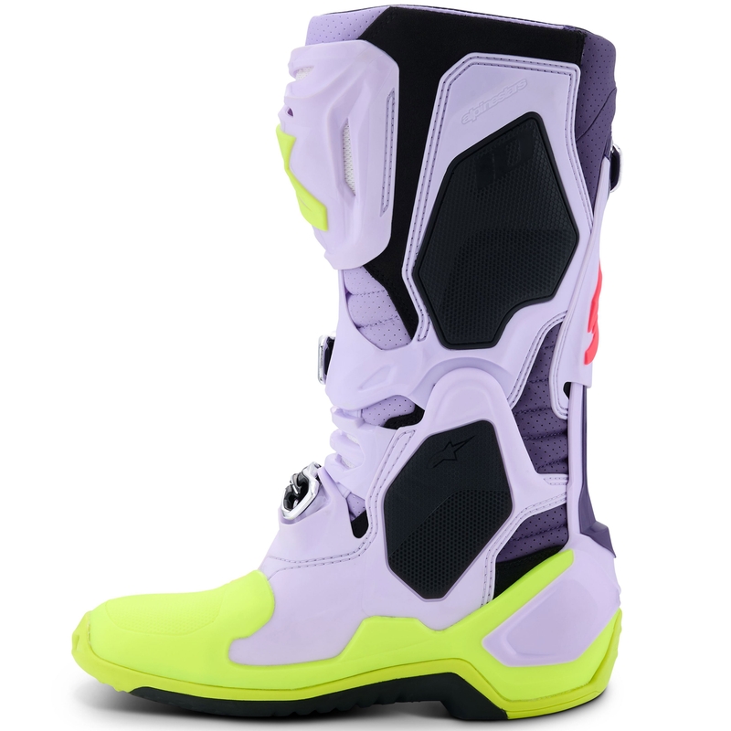 Alpinestars Tech 10 Supervented lilla-fluo kollane-roosa mootorratta saapad