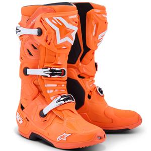 Alpinestars Tech 10 Supervented fluo oranž-must-valge mootorratta saapad