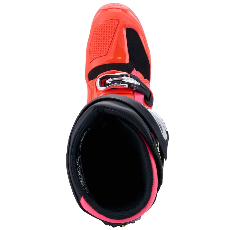 Alpinestars Tech 7 must-fluo punane-fluo roosa mootorratta saapad