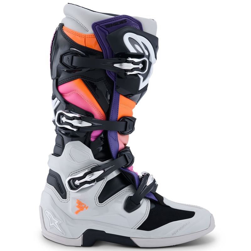 Alpinestars Tech 7 Black-Light Grey-Fluo Orange-Gradient mootorratta saapad