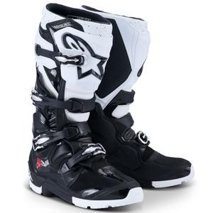 Alpinestars Tech 7 Enduro must-valge mootorratta saapad