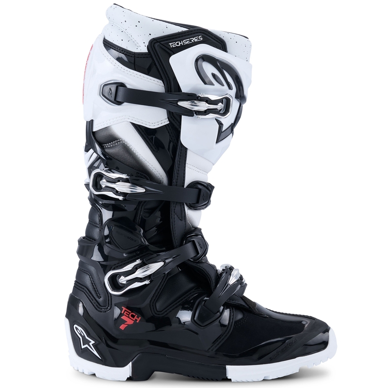 Alpinestars Tech 7 Enduro must-valge mootorratta saapad