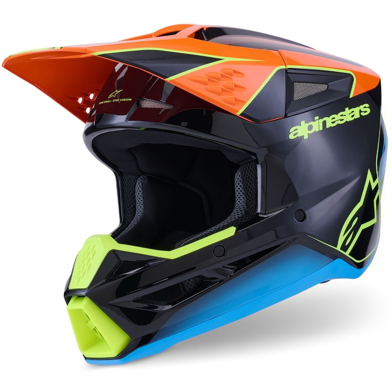 Alpinestars S-M3 Fray motokrossikiiver must-fluororanž-fluorokollane-türkiissinine
