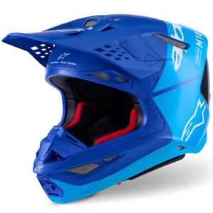 Alpinestars Supertech S-M10 Flood Motokross kiiver sinine pärlmutterhele-must-must-süsinik-matte-läikiv kiiver