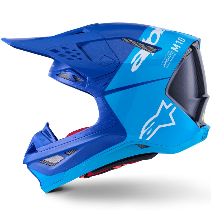 Alpinestars Supertech S-M10 Flood Motokross kiiver sinine pärlmutterhele-must-must-süsinik-matte-läikiv kiiver