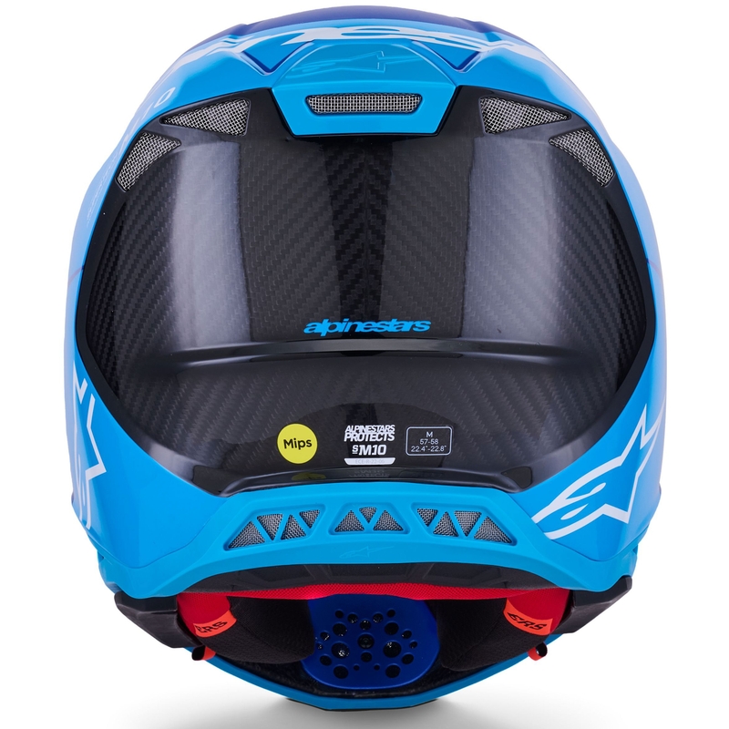 Alpinestars Supertech S-M10 Flood Motokross kiiver sinine pärlmutterhele-must-must-süsinik-matte-läikiv kiiver