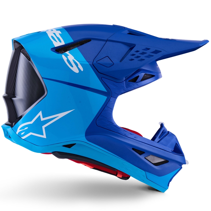 Alpinestars Supertech S-M10 Flood Motokross kiiver sinine pärlmutterhele-must-must-süsinik-matte-läikiv kiiver