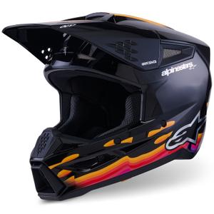 Alpinestars S-M3 Force Must-kollane-punane-valge motokrossikiiver