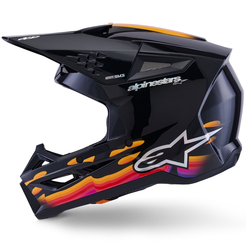 Alpinestars S-M3 Force Must-kollane-punane-valge motokrossikiiver