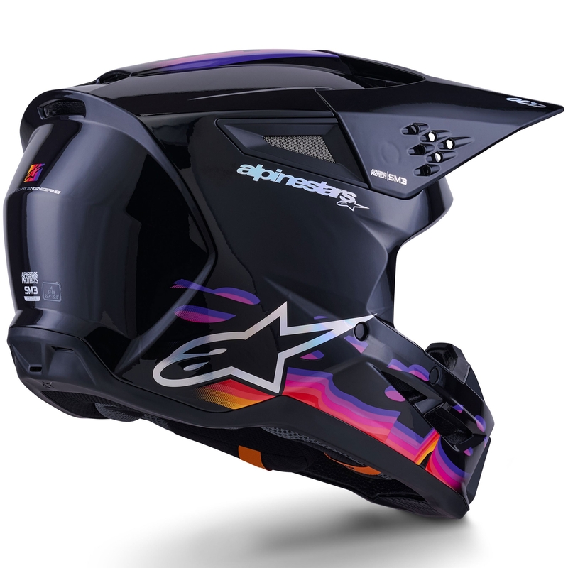 Alpinestars S-M3 Force Must-kollane-punane-valge motokrossikiiver