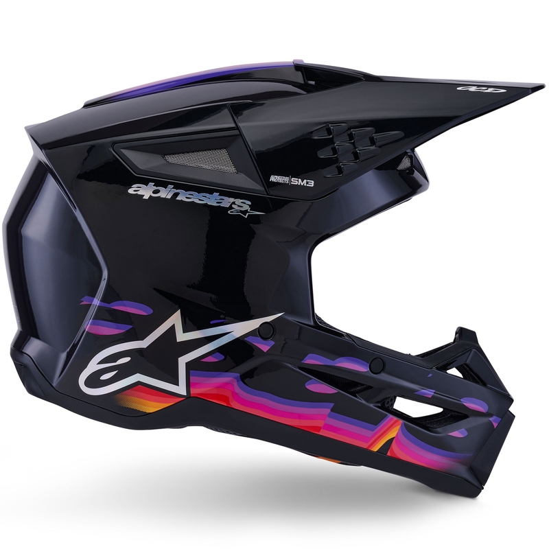 Alpinestars S-M3 Force Must-kollane-punane-valge motokrossikiiver